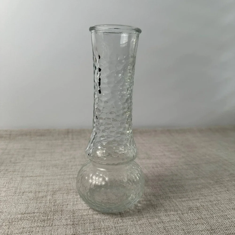 Vintage Clear Glass Bud Vases Set of 3 Hobnail Bubble Textured Pressed Glass USA